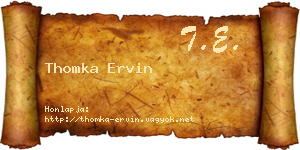 Thomka Ervin névjegykártya